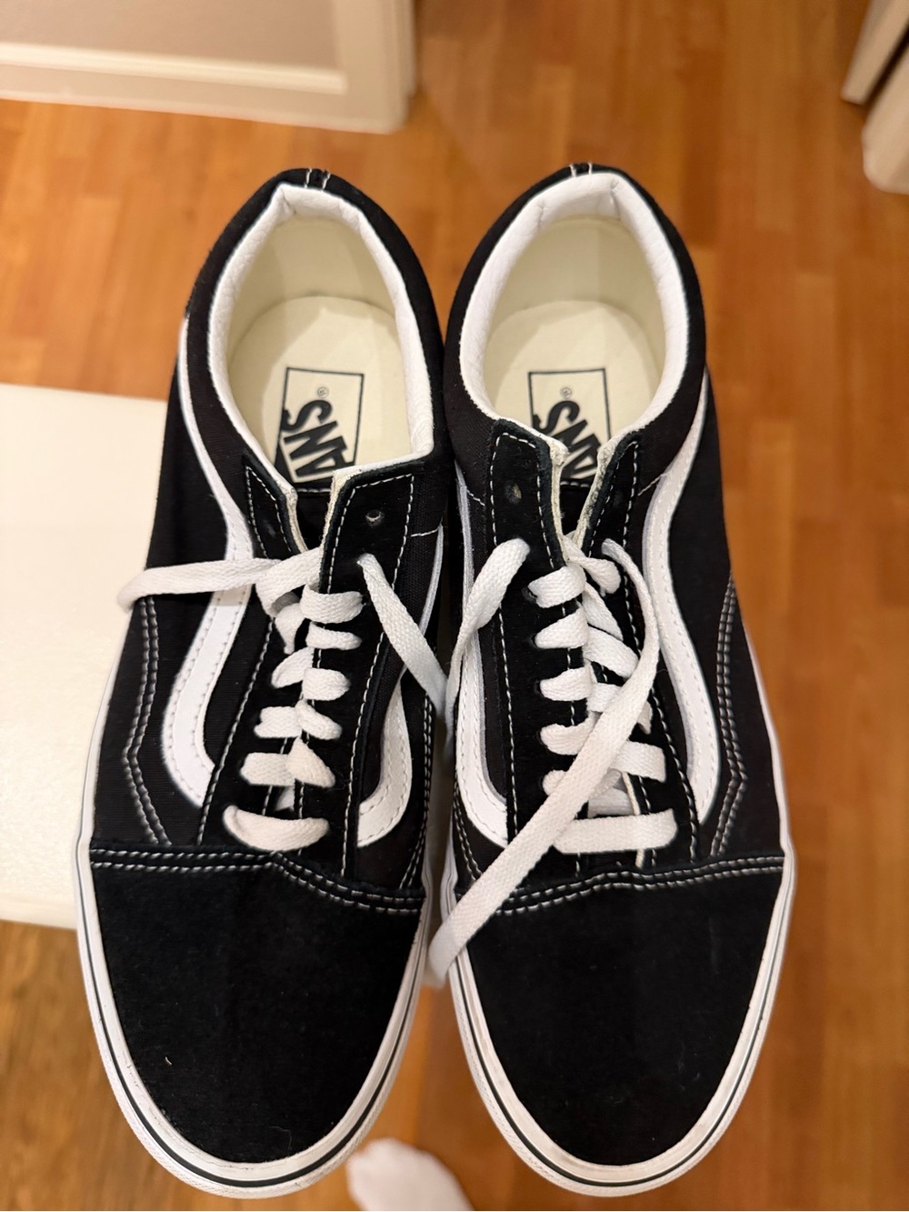 Vans Black and White Old Skool Low-Top Sneakers - Picture 2 of 6